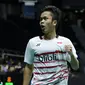 Tunggal putra Indonesia Anthony Sinisuka Ginting lolos ke semifinal Singapore Open Super Series 2017. Anthony mengalahkan Wong Wing Ki Vincent dari Hong Kong, Jumat (14/4/2017). (Humas PP PBSI)