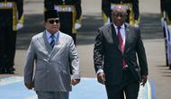 Presiden Prabowo Subianto menerima Presiden Afrika Selatan Cyril Ramaphosa di Istana Merdeka, Kompleks Istana Kepresidenan, Jakarta Pusat, Rabu (22/10/2025). (Bay ISMOYO/AFP)
