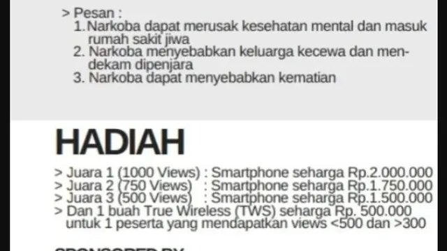 BNN Kota Jakarta Selatan menggelar lomba cipta lagu dan puisi (https://www.instagram.com/p/CaZ4kGjvzo2/)