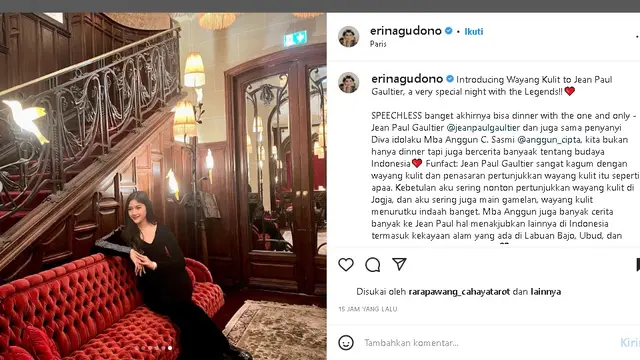 Erina Gudono bersama Anggun perkenalkan wayang pada desainer Prancis Jean Paul Gaultier (Foto: Instagram erinagudono)