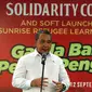 Mendes PDT, Eko Putro Sandjojo memberikan sambutan saat menghadiri acara Penggalangan dana di Jakarta, Selasa (12/9). Acara tersebut bentuk simpatik terhadap kekerasan yang melanda etnis Rohingnya di Myanmar. (Liputan6.com/Johan Tallo)