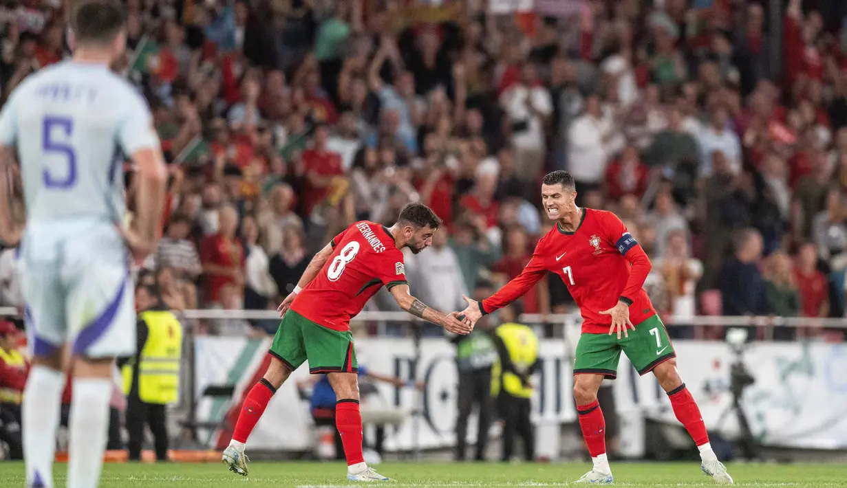 Gol penentu kemenangan Portugal dicetak Cristiano Ronaldo pada menit ke-88. (Patricia DE MELO MOREIRA/AFP)