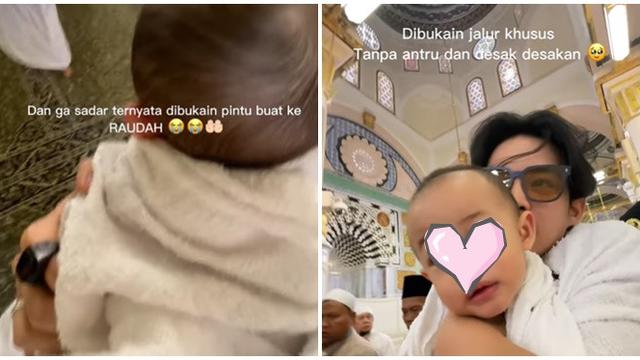 6 Momen Rey Mbayang Ajak Anak ke Makam Rasulullah SAW, Banjir Pujian