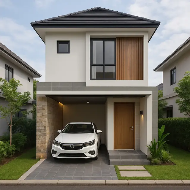 Gambar Desain Rumah 6x6 Dengan Garasi Mobil/ChatGPT