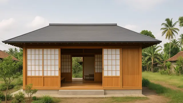 Model Rumah Sederhana Gaya Jepang Modern di Kampung/via AI