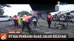 Perbaikan difokuskan pada  bantalan rel kereta api di beberapa titik yang rusak.