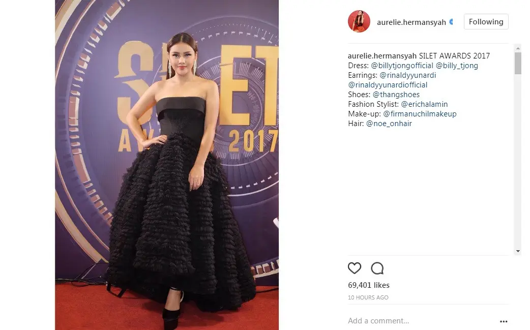 Aurel Hermansyah kenakan gaun panjang dalam sebuah acara (Foto: Instagram)