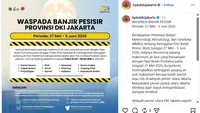 Waspada Banjir Pesisir Jakarta Periode 27 Mei hingga 5 Juni 2026, Simak Daftar Wilayah