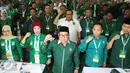 Ketum PKB Muhaimin Iskandar (Cak Imin) mengikuti Pembukaan Rakornas LPP DPP PKB, Jakarta, Sabtu (29/4). Muhaimin mengatakan PKB menargetkan tahun 2019 harus memenangkan Pemilu atau minimal kedua partai terbesar. (Liputan6.com/Angga Yuniar)