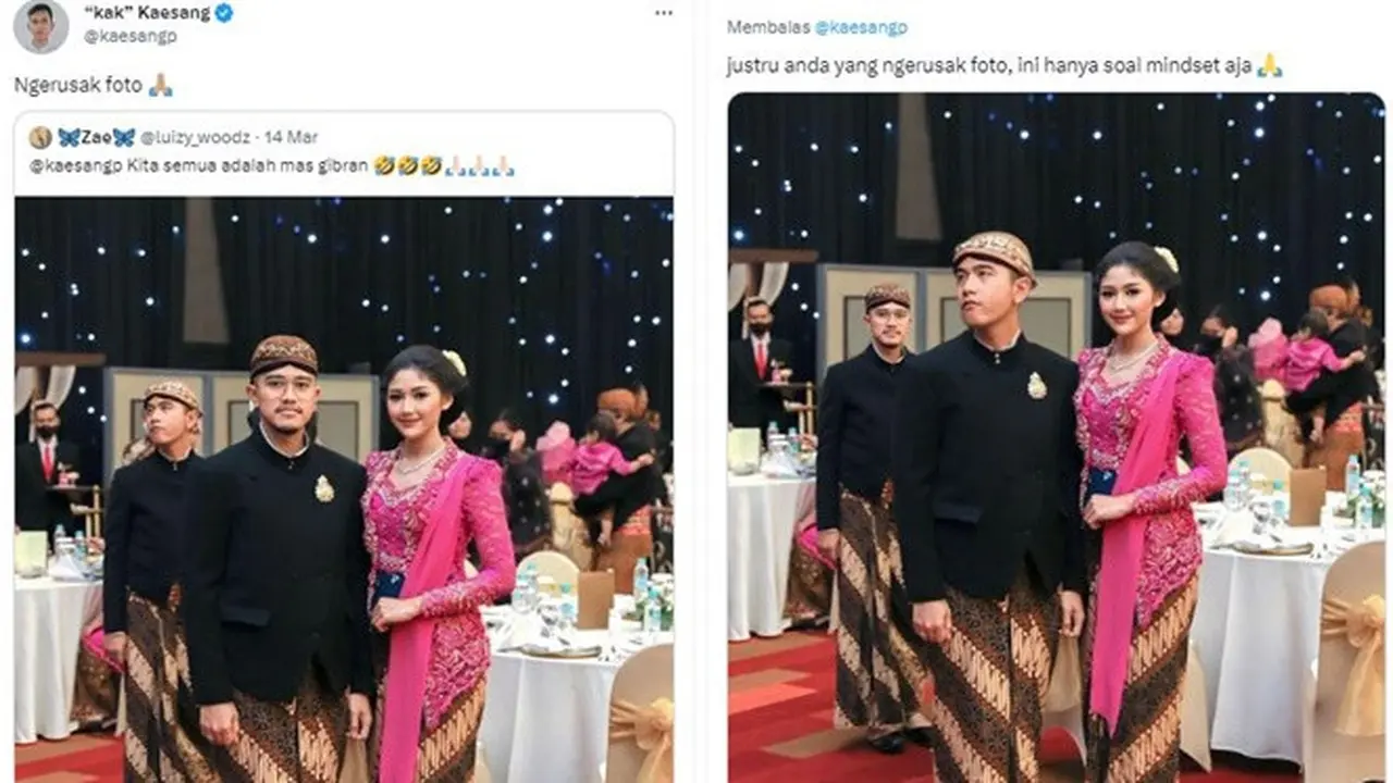 6 Editan Kocak Netizen saat Gibran Ganggu Sesi Foto Kaesang dan Erina Gudono