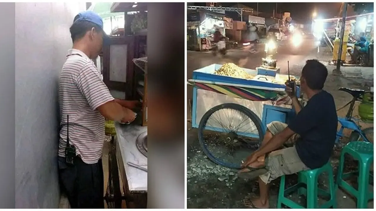 6 Potret Pedagang Bawa HT Ini Bikin Pembeli Bertanya-tanya, Bak Jadi Intel