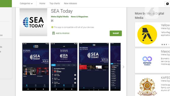 Aplikasi SEA Today di Google Play. Liputan6.com/Mochamad Wahyu Hidayat