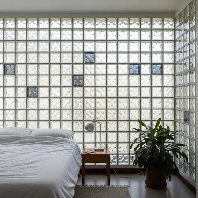 Rumah Sederhana dengan Banyak Glass Block agar Lebih Terang (Image by Gemini AI)