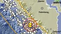 Gempa Magnitudo 5,4 mengguncang wilayah Bengkulu Selatan, Rabu (11/12/2024), pukul 17.23.35 WIB. (Liputan6.com/ BMKG)