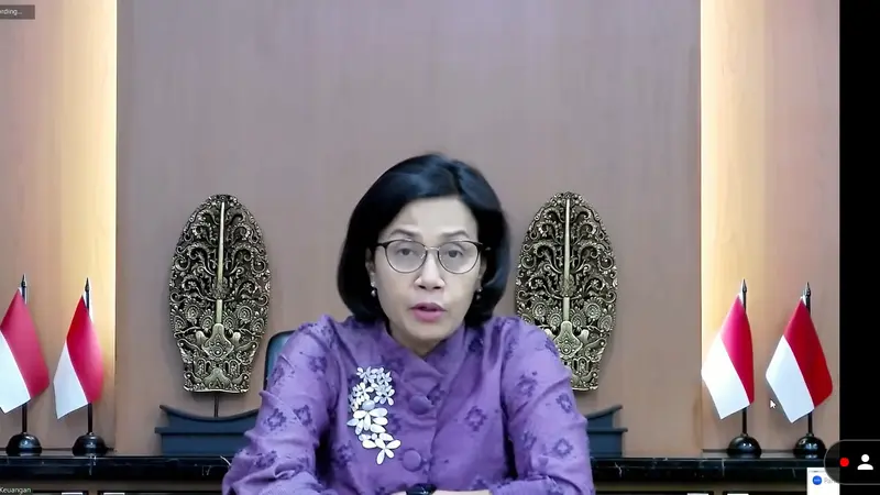 Menteri Keuangan Sri Mulyani dalam sambutannya dalam acara Conference on Public Finance and Treasury 2022, Rabu (14/12/2022).