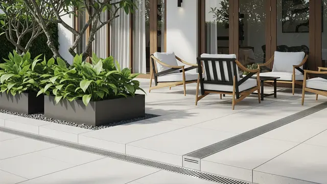 Teras dengan Saluran Drainase Tersembunyi
