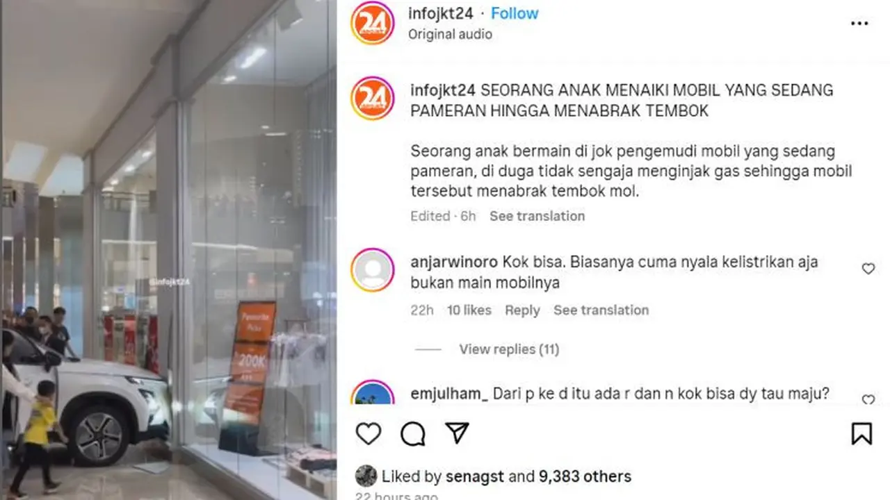 Anak Kecil Injak Pedal Gas Mobil Listrik Chery yang Lagi Dipajang di Pameran Sampai Tabrak Dinding Toko di Mall (@infojkt24)