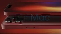Gambar render iPhone 15 Pro menunjukkan varian warna merah tua (9to5mac)