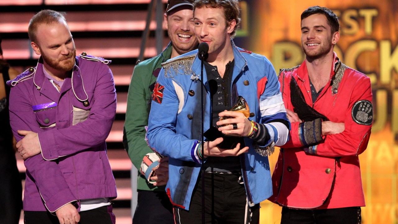 Coldplay saat memenangkan nominasi Best Rock Album di Grammy Awards 2009