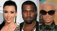 Kim Kardashian, Kanye West, dan Amber Rose. (foto: popcrush)