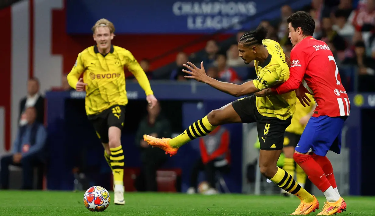 Bermain kandang, Atletico Madrid menang 2-1 atas Borussia Dortmund. (OSCAR DEL POZO/AFP)