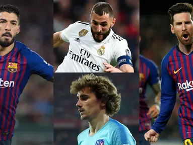 Maski tidak mencetak sebiji gol saat melawat ke kandang Huesca namun bintang barcelona, Lionel Messi tetap berada di puncak daftar pencetak gol La Liga hingga pekan ke-31 (Kolase Foto AFP)