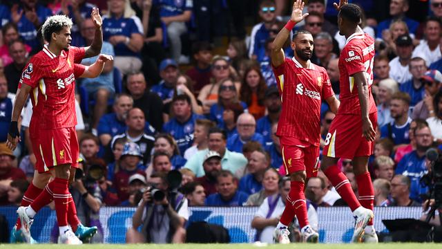 Selebrasi pemain Liverpool saat melawan Ipswich di Liga Inggris 2024/2025
