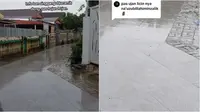 Viral sepanjang jalan perumahan dipasangi keramik, bikin licin saat hujan. (Sumber: TikTok/@_danapelajar_179)