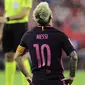 Bintang Barcelona, Lionel Messi sudah mencetak dua gol hingga pekan kedua La Liga Spanyol dan juga satu asist. (AFP/Ander Gillenea)