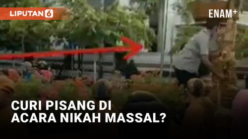 VIDEO: Aneh! Pria Curi Satu Tunduh Pisang di Acara Nikah Massal, Untuk Apa?