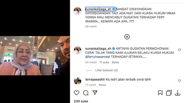 Sunan Kalijaga Sebut Pihak Venna Melinda Akan Cabut Gugatan Perceraian