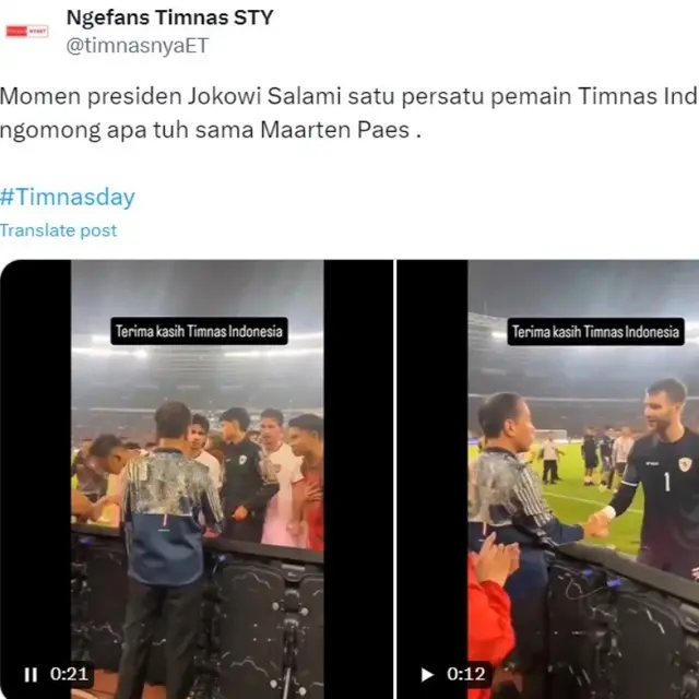 Jadi Pemain Terbaik di Laga Timnas Indonesia vs Australia, Maarten Paes Jadi Trending Topic dan Disalami Jokowi