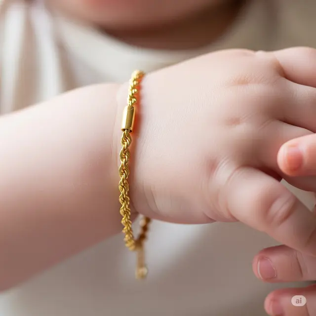 9. Gelang Emas Rantai Tali Pilin
