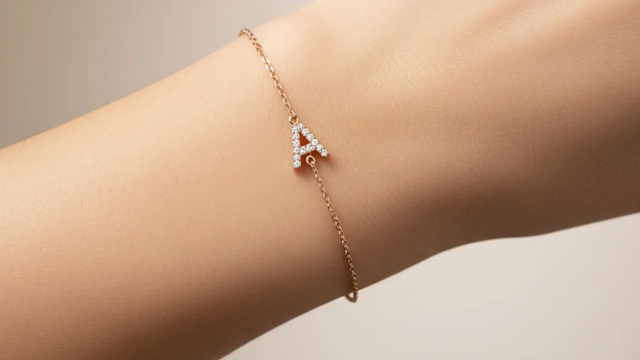 Model Gelang Emas Kecil Liontin Huruf Inisial Hadiah Ulang Tahun