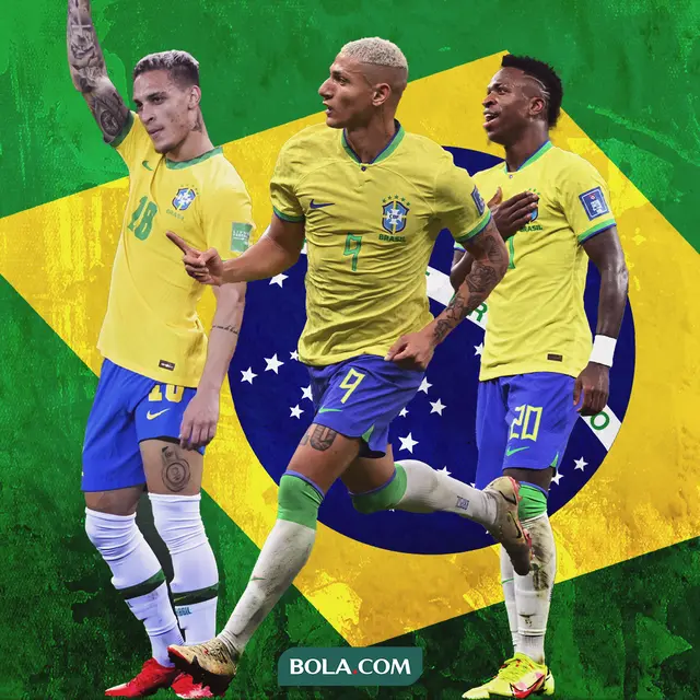 Ilustrasi - Richarlison, Vinicius Jr, Antony Brazil