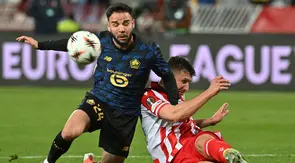 Calvin Verdonk bersama Lille ketika bermain melawan Red Star Belgrade di ajang Liga Europa 2025/2026. (Andrej ISAKOVIC / AFP)