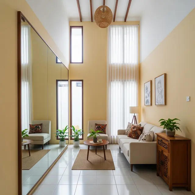 9 Model Ruang Tamu Sempit Ceiling Tinggi agar Terlihat Lapang