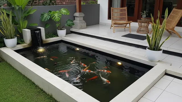 Model Kolam Ikan Minimalis Lahan 2x3 Meter Mudah Dirawat/ Ilustrasi gambar oleh AI
