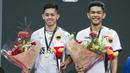 Kemenangan Fajar Alfian/Muhammad Rian Ardianto atas Marcus Fernaldi Gideon/Kevin Sanjaya Sukamuljo sekaligus mengubah rekor pertemuan kedua pasangan menjadi 4-6 masih untuk keunggulan The Minions. (AFP/Ritzau Scanpix/Claus Fisker)