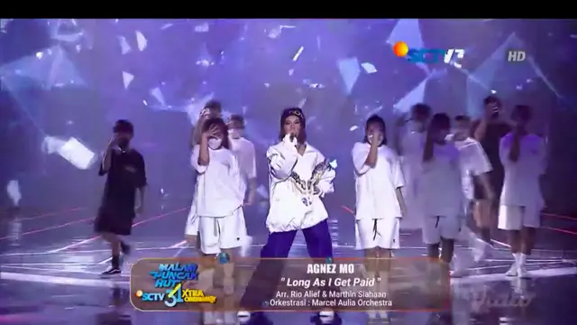 Agnez Mo dalam acara Malam Puncak HUT SCTV 31 Xtraordinary. (vidio)