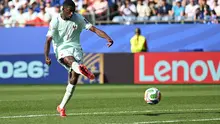 Pemain Prancis Ousmane Dembele mencetak gol kedua timnya selama pertandingan perempat final Piala Dunia FIFA 2026 antara Prancis dan Maroko di Stadion Boston di Foxborough, Massachusetts, Kamis, 9 Juli 2026. (AFP/ Getty Images/  Shaun Botterill)