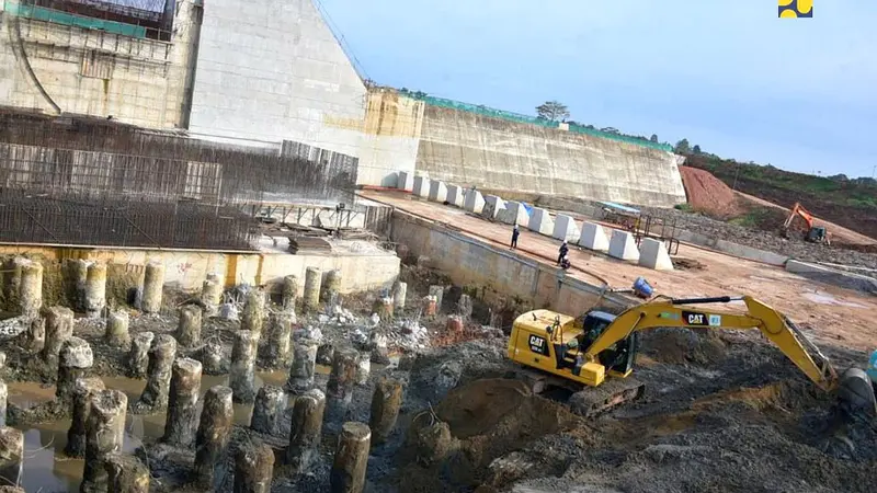 Pembangunan bendungan Margatiga yang berada di Kabupaten Lampung Timur, Lampung. (Dok Kementerian PUPR)