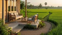 6 Desain Rumah Desa Minimalis dengan Tempat Duduk Pinggir Sawah untuk Healing