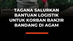 Tim Taruna Siaga Bencana (Tagana) menyalurkan bantuan logistik bagi warga terdampak banjir bandang (galodo) di Nagari Selareh Aia Timur, Kecamatan Palembayan, Kabupaten Agam, Sumatera Barat, 6 Desember 2025.