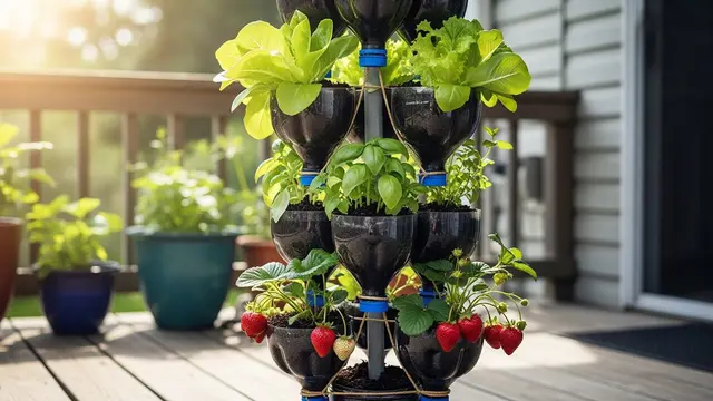 Ide Kebun Sayur di Teras Belakang dengan Botol Bekas