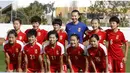 Timnas Tiongkok berpose jelang pertandingan persahabatan melawan Brasil