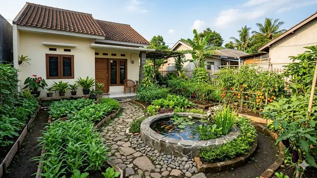 Rumah Kecil Type 45 dengan Kebun Sayur Belakang Rumah (Foto: Gemini AI)