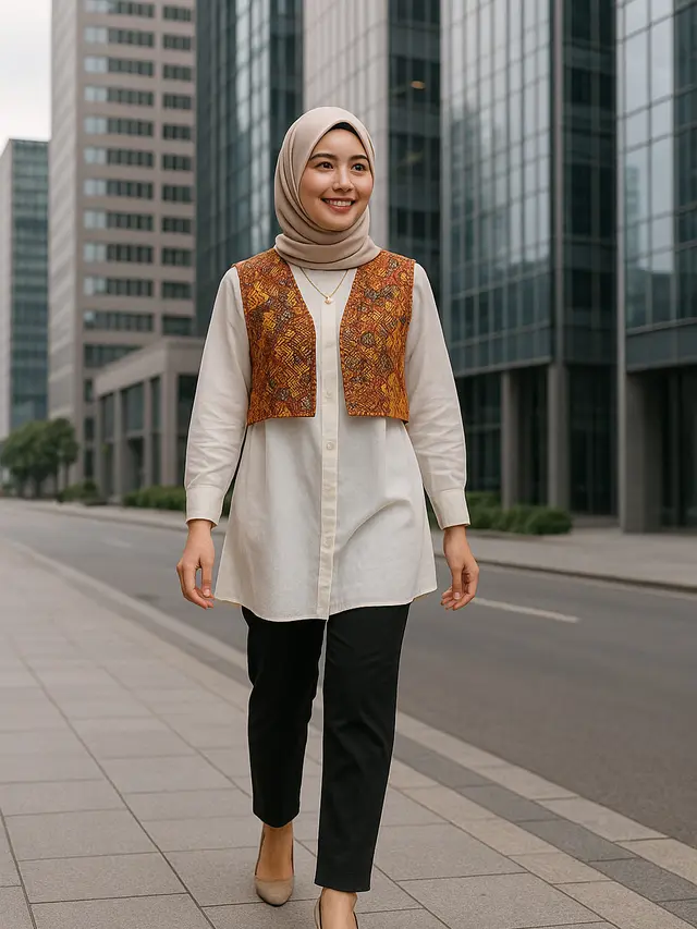7 Cardigan Rompi Batik untuk ke Kantor 2025, Gaya Wanita Karier Modis ...