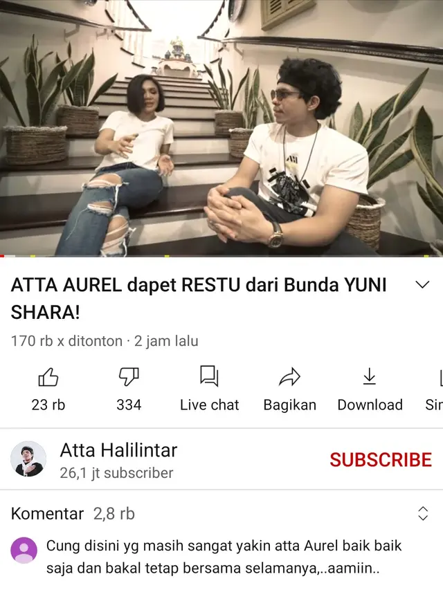 Yuni Shara dalam konten Atta Halilintar. (Foto: YouTube Atta Halilintar)