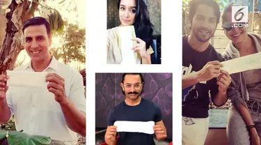 Para selebriti Bollywood melakukan #PadChallenge sebagai bentuk kepedulian untuk tidak malu menggunakan pembalut.